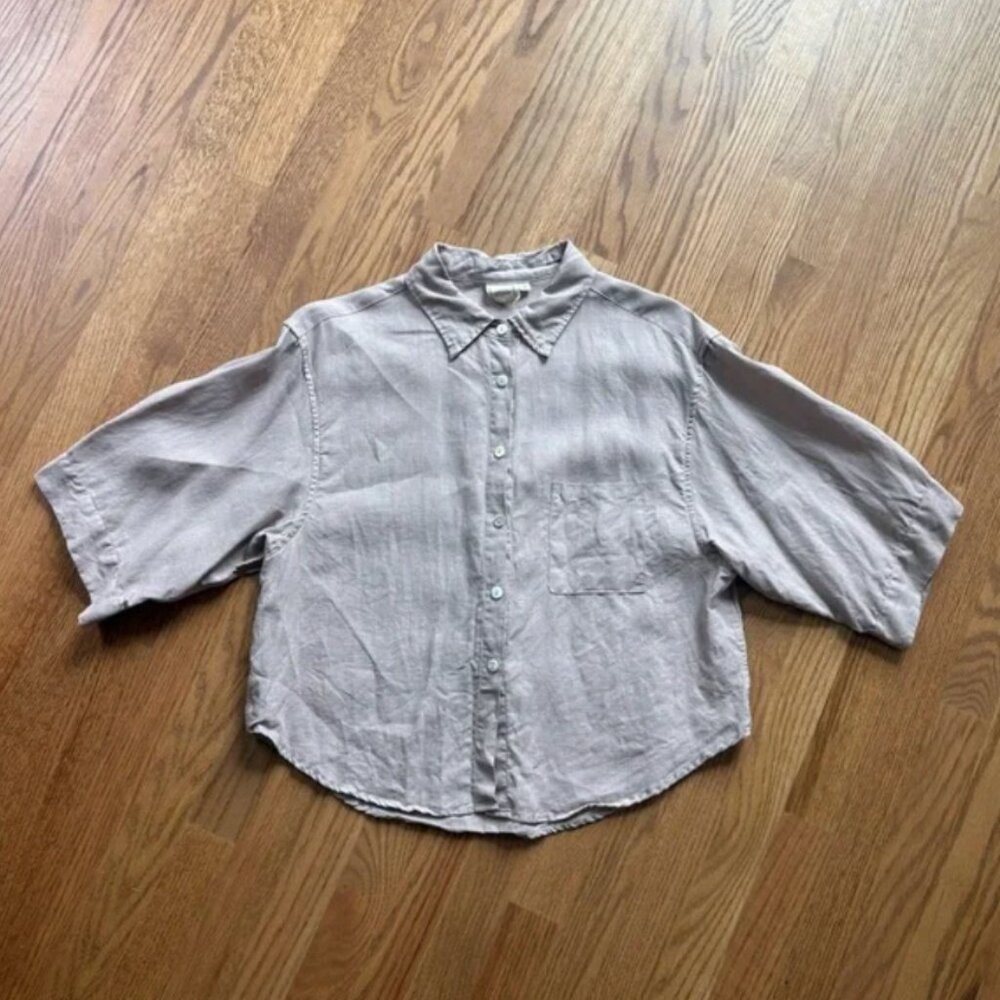 Deiji Studios Oversized Boxy Linen Shirt in Mauve